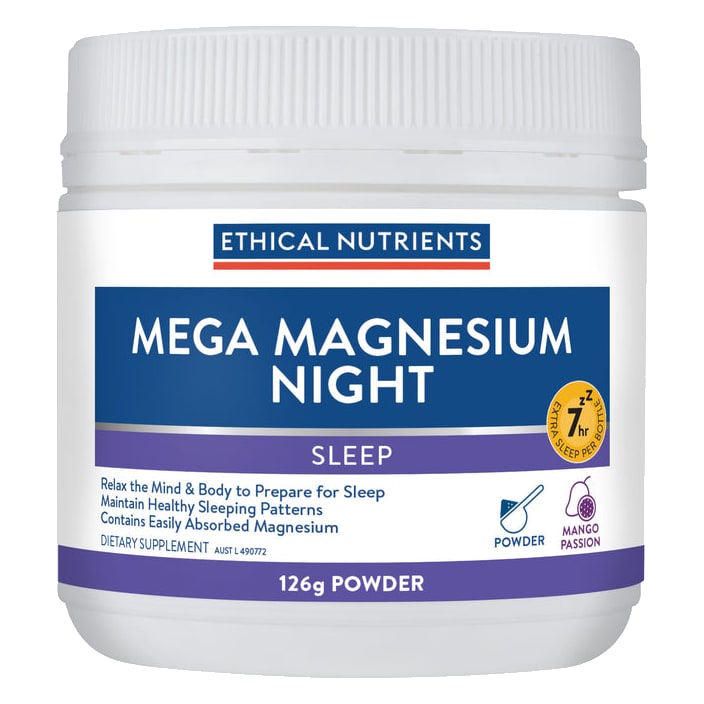 Ethical Nutrients Mega Magnesium Night Powder 126g (Mango Passion)